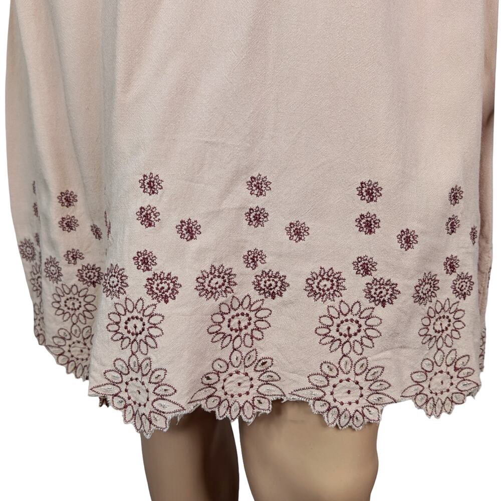 Vintage Y2K Lucca Beige Rayon Floral Eyelet Milkmaid Babydoll Mini Dress Medium - Picture 4 of 11